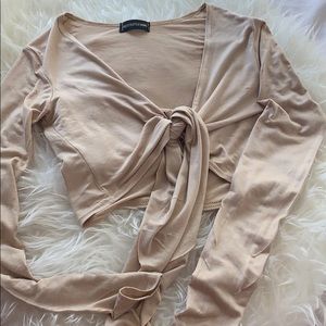 PLT Stone front tie crop top